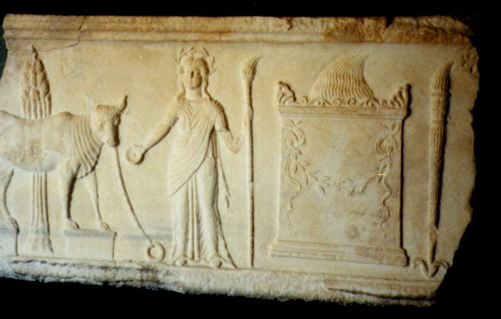 Relief from Temple of Demeter, Pergamum (photo JWWatts, 2001)